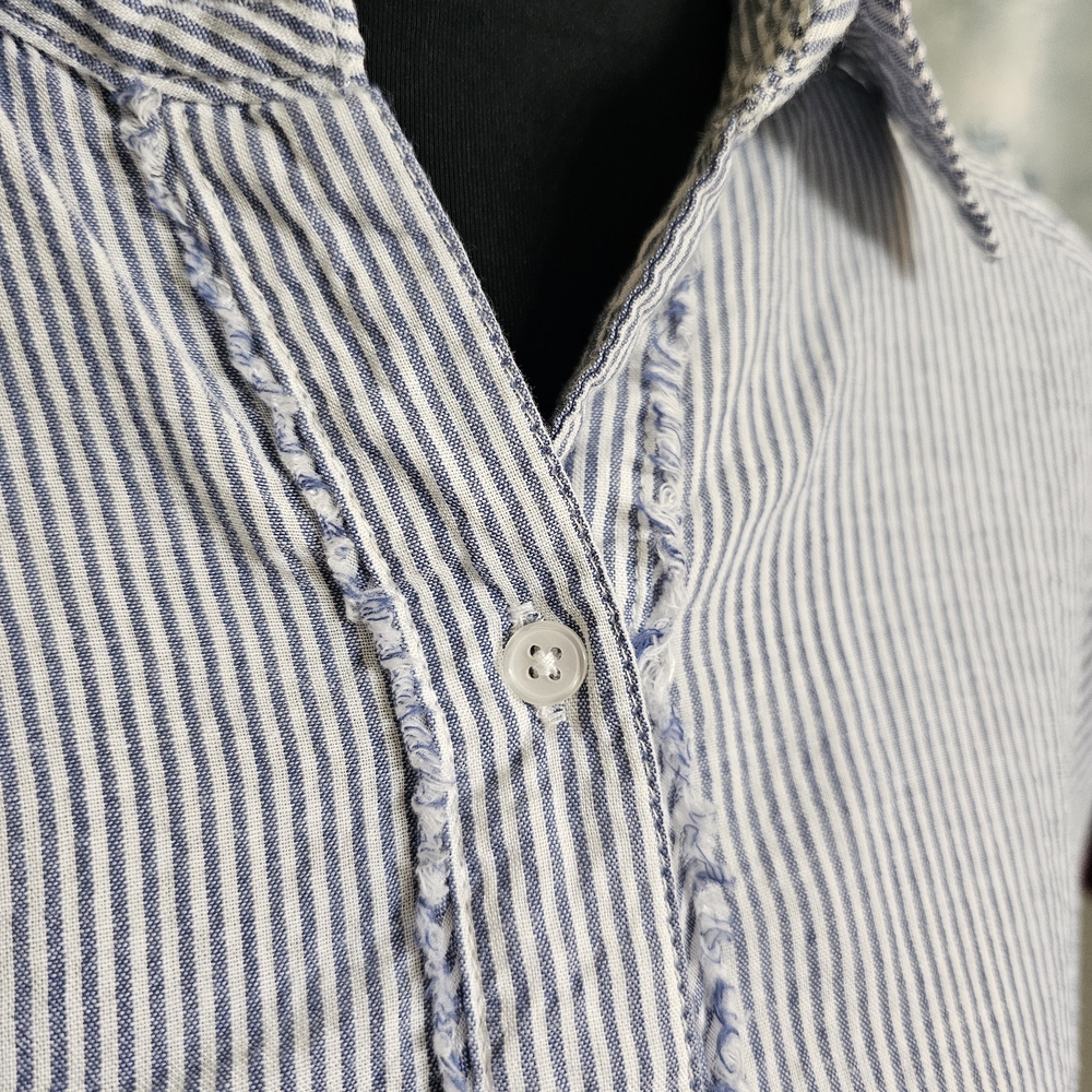 Love Notes Blue and White Striped Button Down Shirt